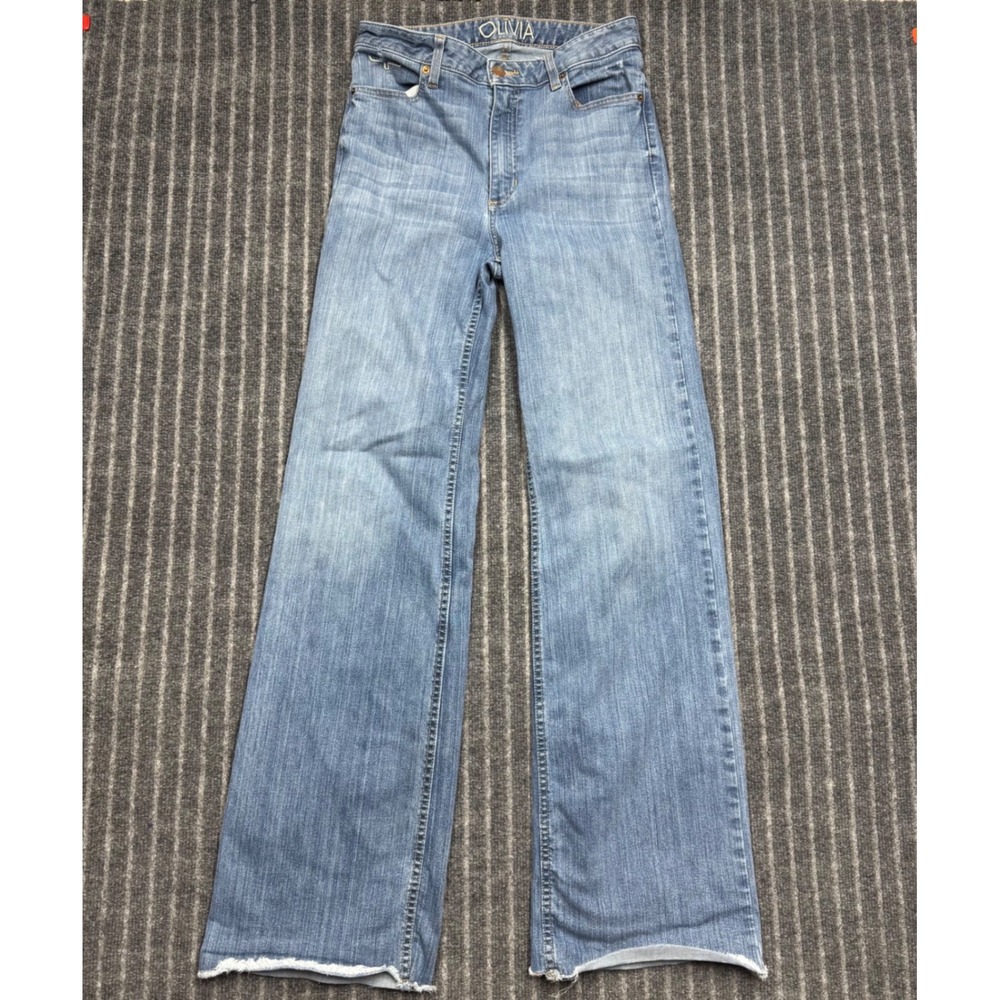 Kimes Ranch Womens Olivia Wide Leg Jeans Size 6/34 Blue Denim Western Raw Hem